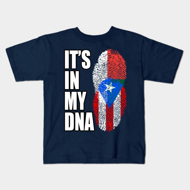 Puerto Rican And Malagasy Mix DNA Flag Heritage Kids T-Shirt by Just Rep It!!